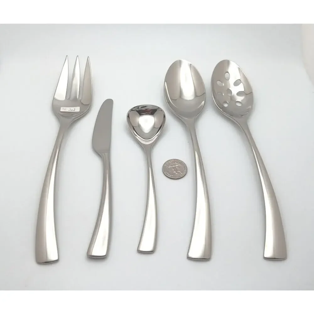 Dansk Umbra 5 Piece Server Hostess Set 18/10 Stainless Glossy Flatware China